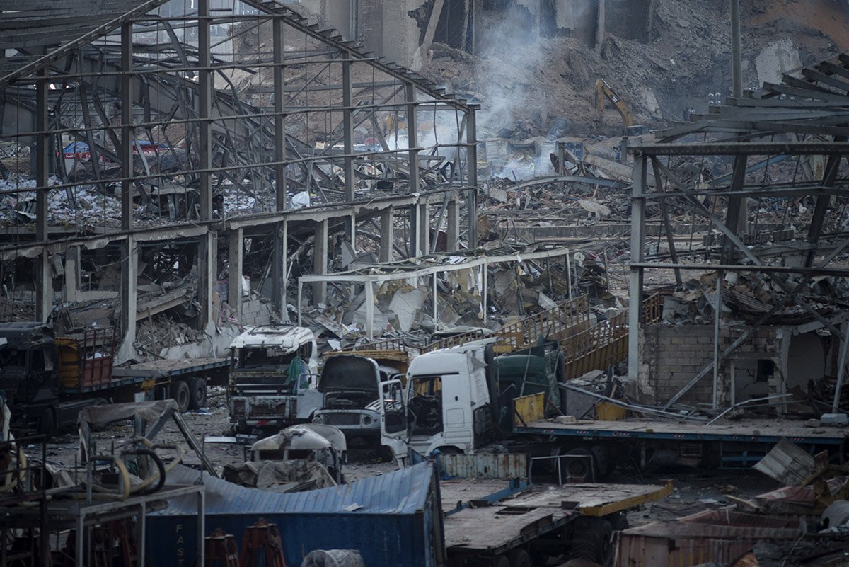 Der Hafen in Beirut liegt nach der Explosion in Schutt und Asche.
