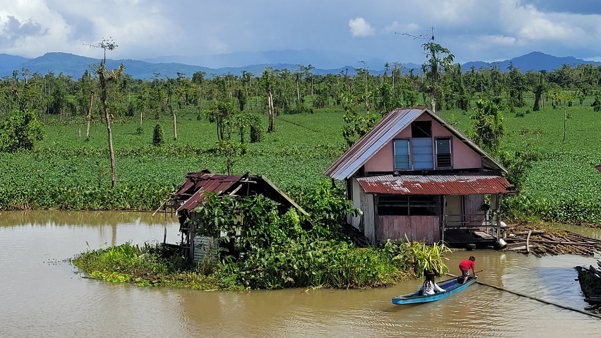 Schwimmendes Dorf auf der Insel Mindanao Häuser auf Stelzen am Rande eines Flusses