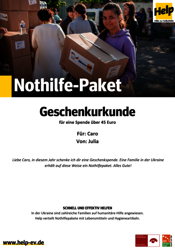 Nothilfepaket Beispielurkunde Nothilfepaket Beispielurkunde