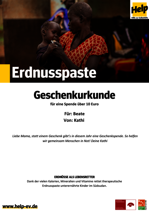 Erdnusspaste Beispielurkunde