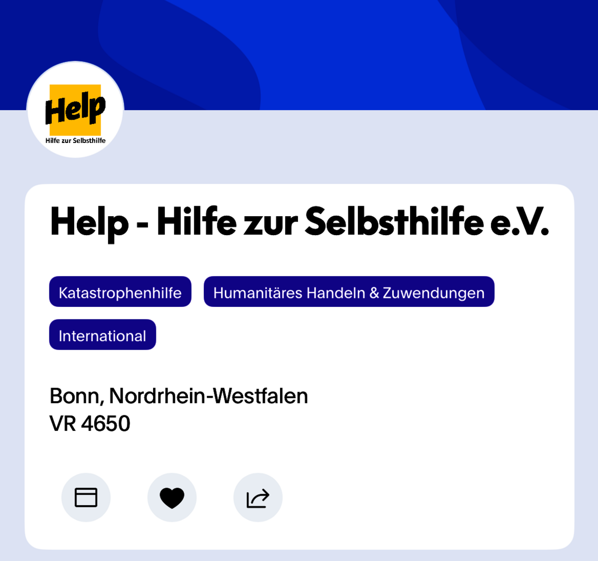 Profil von Help in der PayPal-App