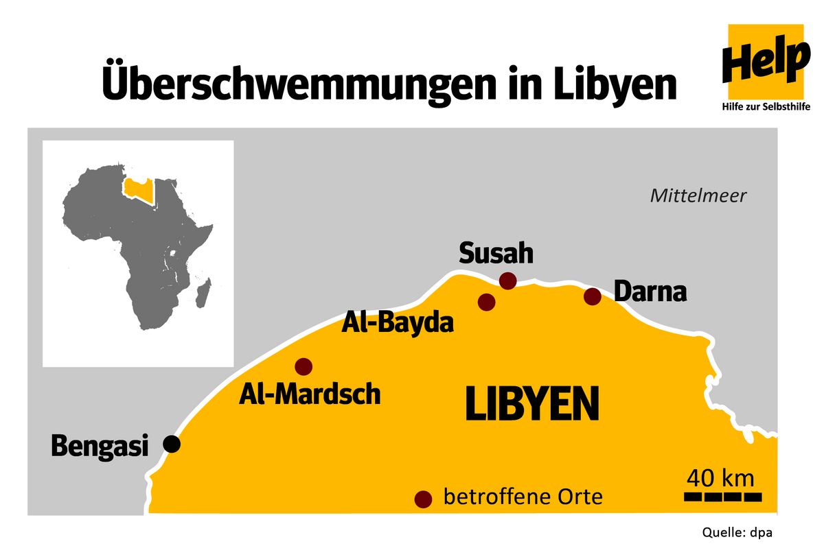 Überschwemmungen nach Unwettern in Libyen