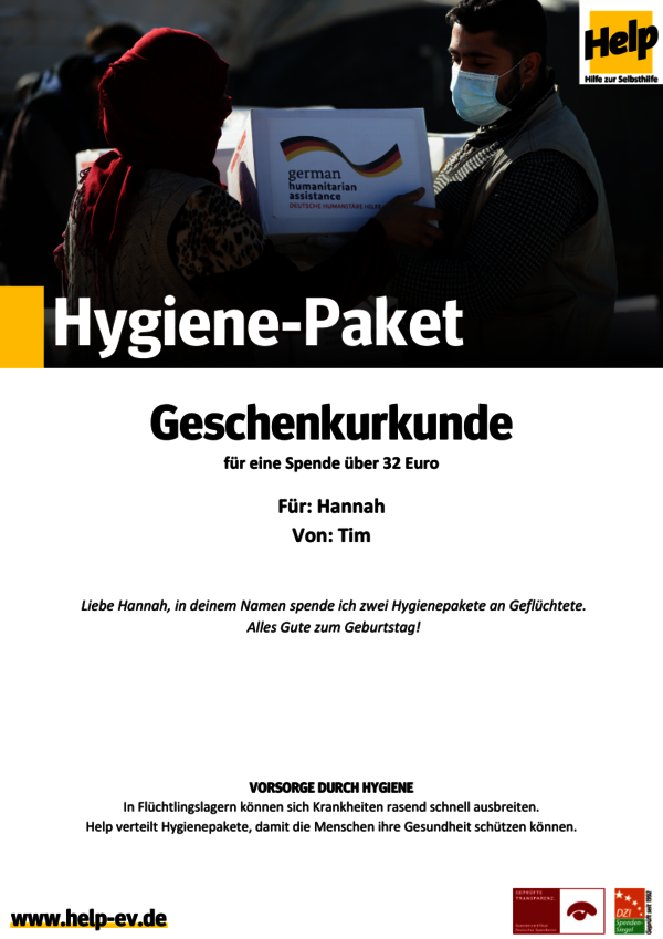 Hygienepaket Beispielurkunde
