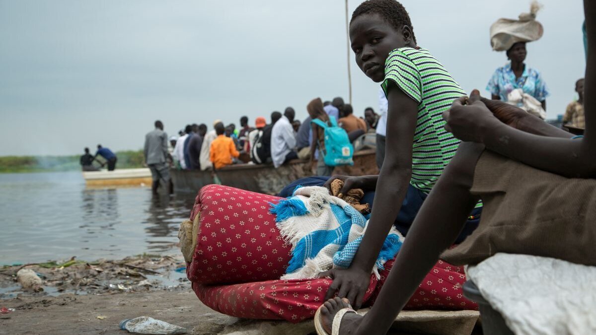 Notunterkuenfte fuer Fluechtlinge im Suedsudan